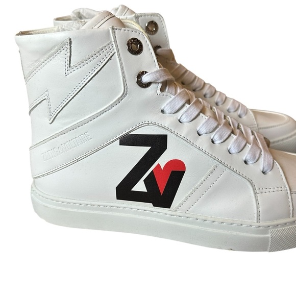 Zadig & Voltaire High Flash Heart Logo Sneaker White Size 39 (US 8) NWT w/bag - Picture 6 of 9
